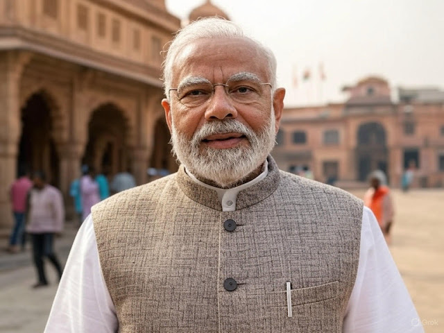 Narendra Modi in his hometown Vadnagar, reflecting his humble beginnings in Narendra Modi leadership 2025.