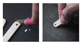 DIY upcycled popsicle stick bracelet tutorial, step 3 & 4 (round end and sand)
