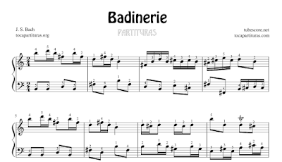 Badinerie de J. S. Bach Partitura de Piano en La menor y Si menor