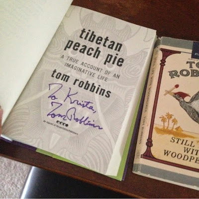 Tom Robbins book signing tour for Tibetan Peach Pie at the Tattered Cover Bookstore in Littleton, Colorado just outside of Denver www.thebrighterwriter.blogspot.com #tomrobbins #tibetanpeachpie #Stilllifewithwoodpecker