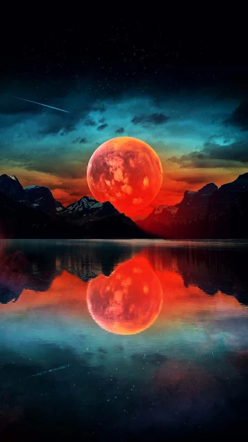 Moon Lake Reflection iPhone Wallpaper HD