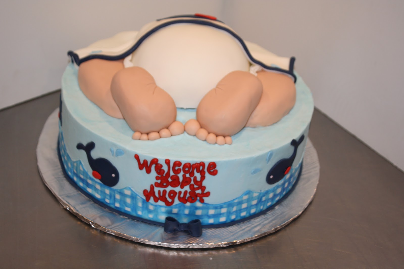 cake blue whales baby shower cakes tiered whale baby shower cake whale ...