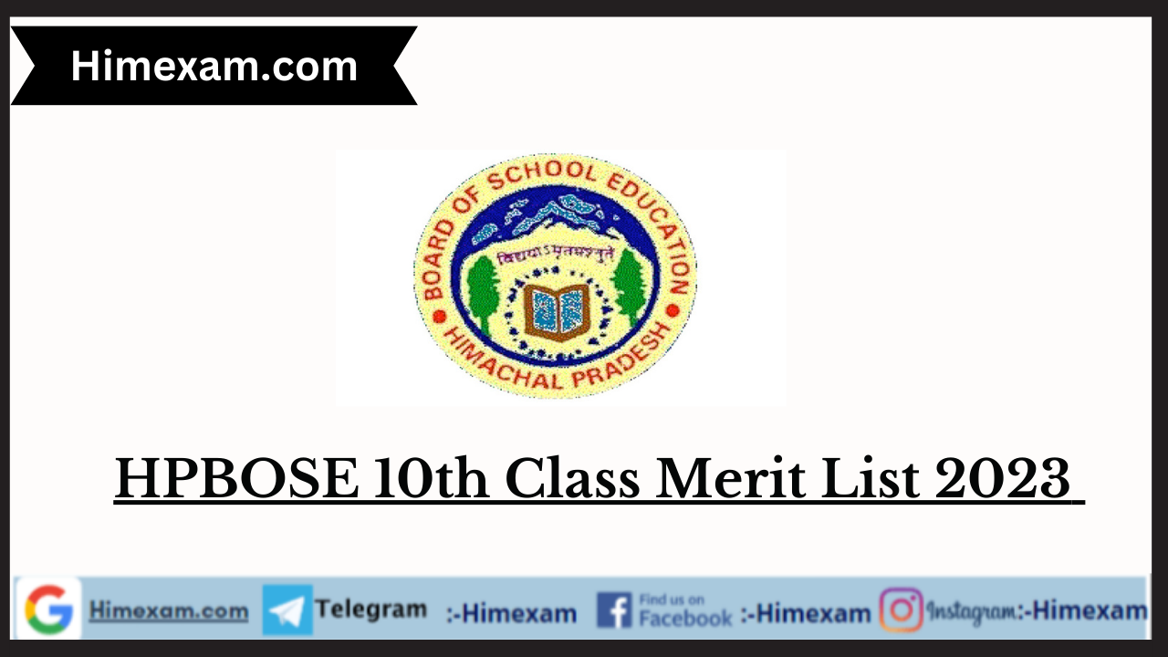 HPBOSE 10th Class Merit List 2023