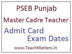 image : PSEB Master Cadre Teacher Admit Card 2020 Exam Dates  @ TeachMatters