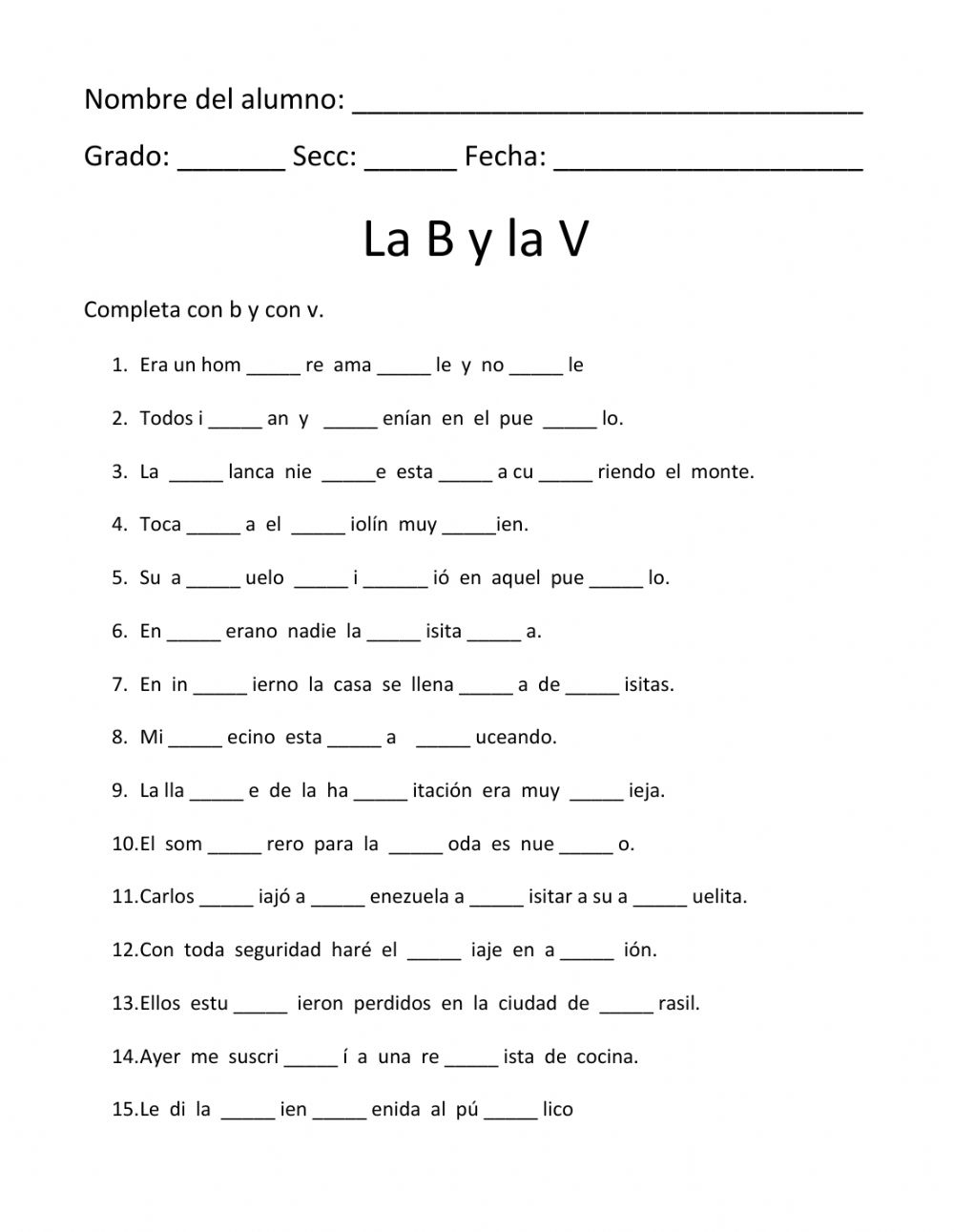 DiviÉrtete Aprendiendo En 4º Have Fun Learning At 4th Palabras Con B