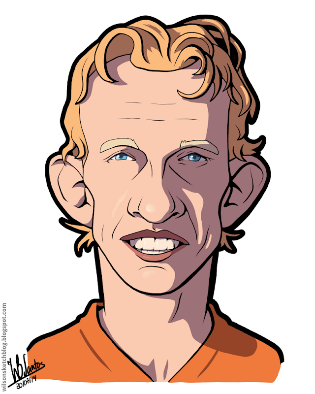 Cartoon caricature of Dirk Kuyt.