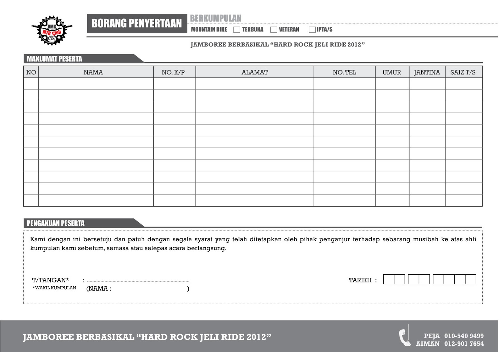 Borang Penyertaan Basikal