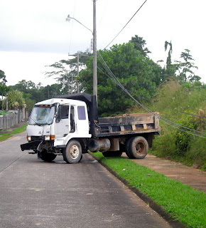 smashed dump truck, La Ceiba, Honduras