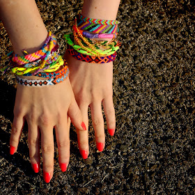 friendship bracelets outside on the pavement