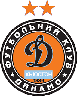 Yes, that is made to look like Dynamo Kiev and yes, that is how you spell Houston in cyrillic