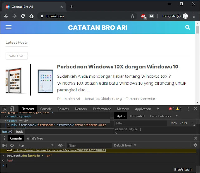 Mengedit Halaman Web di Browser Chrome, Firefox, Edge, Safari