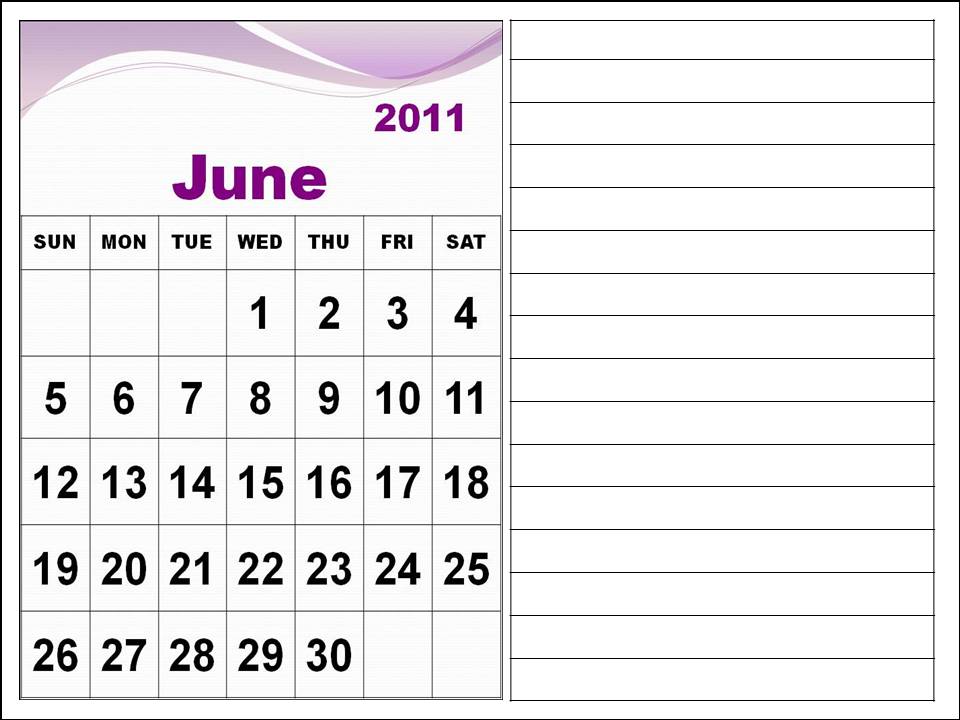 2011 calendar printable pdf. 2011 Printable PDF June 2011