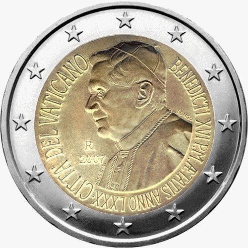  2 euro coins Vatican City 2007, Pope Benedict XVI