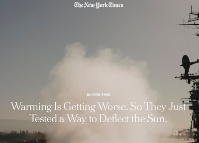 Headline from NYT article on geoengineering test