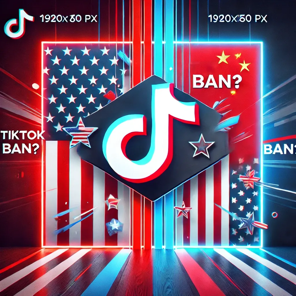 Thumbnail showing TikTok vs. Douyin with an American flag on one side and a Chinese flag on the other, separated by a warning symbol, addressing TikTok's potential ban