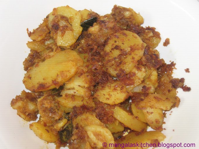 Spicy Potato Roast with blended Masalas - Urullai Masala Varuval - My Mom's Recipe