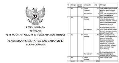 Penerimaan CPNS 2017 Formasi Umum Bulan Oktober 2017