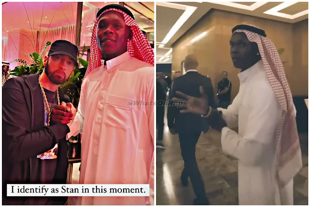 Israel Adesanya's Reaction After He Meets Eminem in Saudi Arabia
