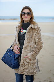 Lipsy faux fur, Balenciaga City bag, Fashion and Cookies, fashion blogger
