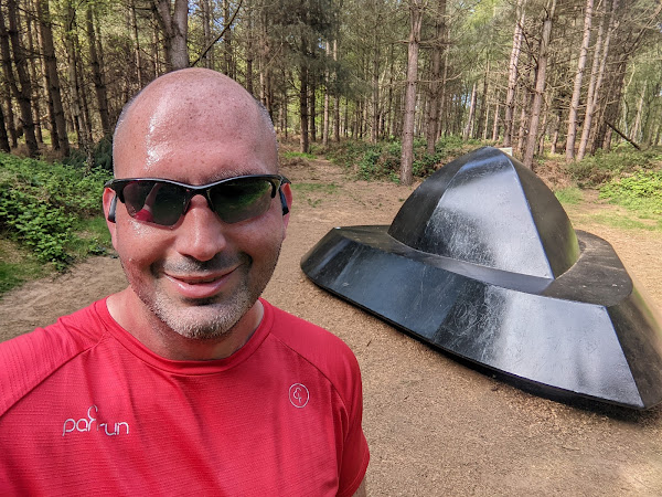 Ian with the UFO sculpture