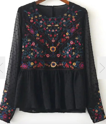 Black-Floral-Embroidery-Mesh-Blouse