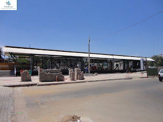 Calçada da estação do Trem do Cariri em obras.