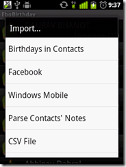 menu – > Import – > Facebook