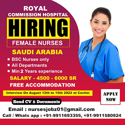 Urgently Required Nurses for Royal Commission Hospital Saudi Arabia