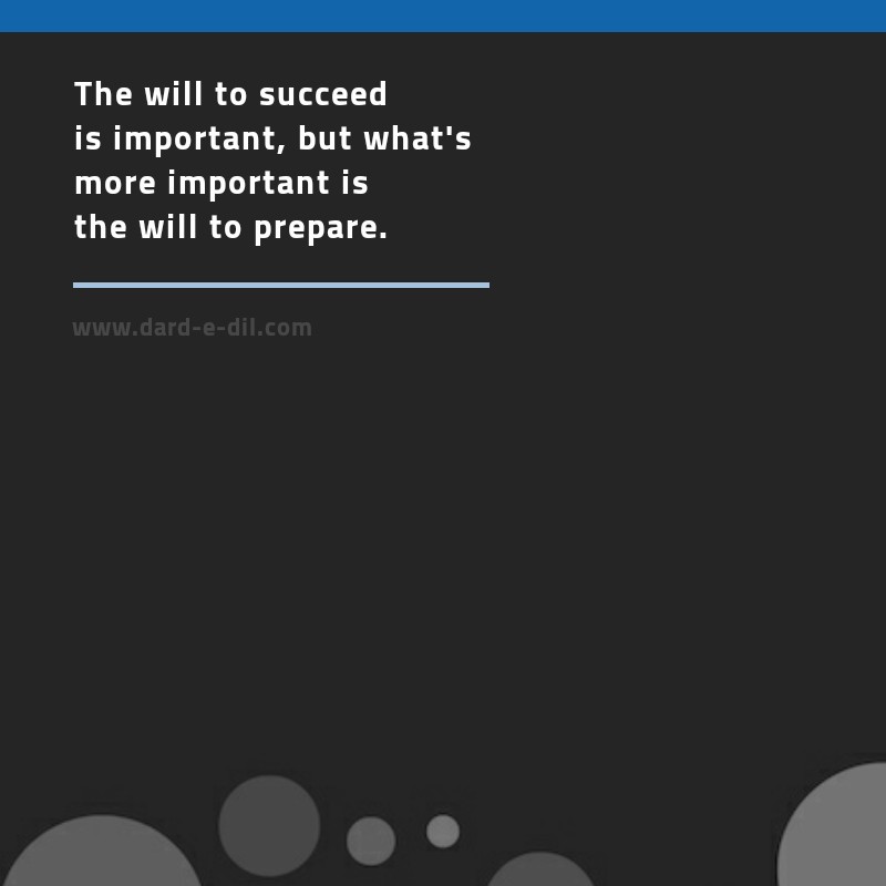 The Will to Succeed is Important, but What's More Important is the Will to Prepare.