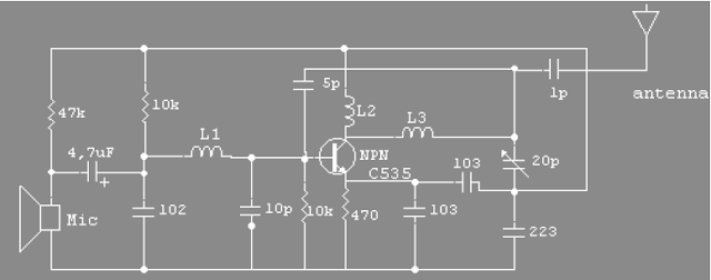 Mạch phát FM 1 transistor đơn giản