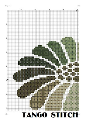 Green flower cross stitch hand embroidery ornaments pattern - Tango Stitch