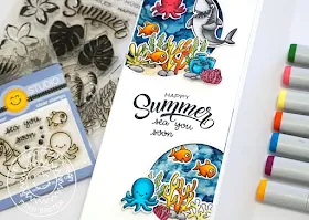 Sunny Studio Stamps: Video by Sunny Studio Stamps on youtube · · · Sunny Studio Stamps: Sea You Soon, Tropical Scenes & Stitched Semi-Circle Dies Summer Slimline Card with Video Tutorial by Mindy Baxter