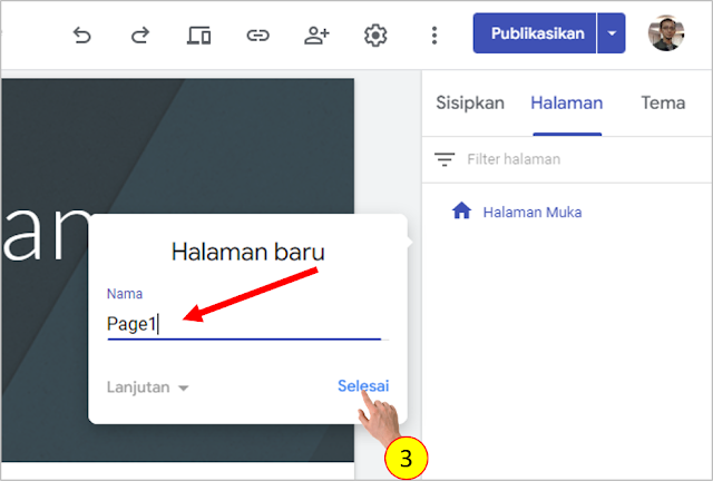 Membuat Halaman Google Sites - CaraLain.My.Id