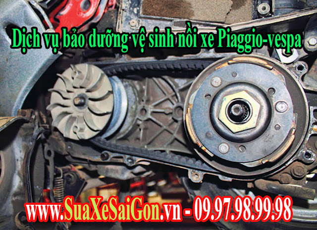 Bảo dưỡng vệ sinh nồi xe Vespa ET8 tại TpHCM