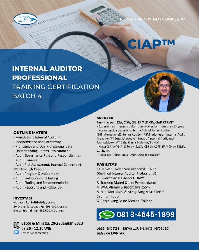 WA.0813-4645-1898 | Certified Internal Auditor Professional (CIAP™) 28 Januari 2023