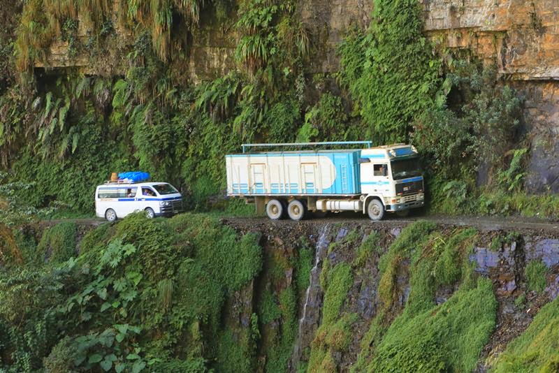 Death Road in the Yungas region of Bolivia, also called Grove's Road, Coroico Road, Camino de las Yungas and Road of fate. Leading from La Paz to Coroico, 56 kilometres northeast of La Paz in the Yungas region of Bolivia.