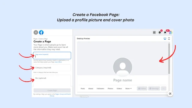 Upload a profile picture and cover photo