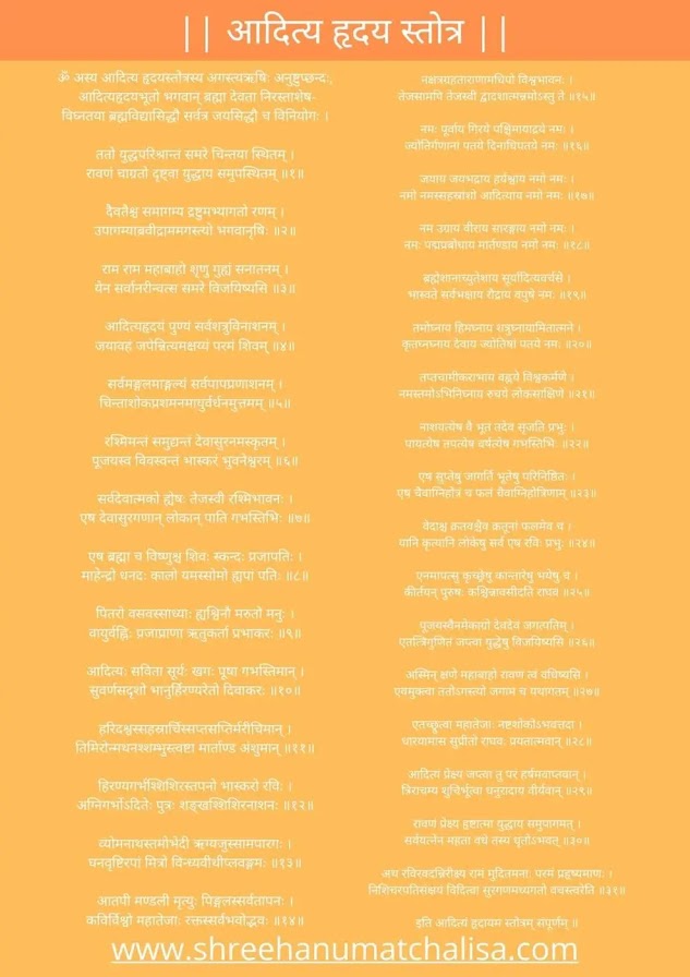Aditya Hridaya Stotra Lyrics Image in Hindi