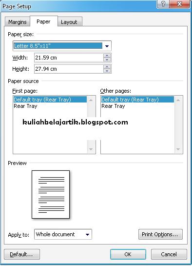 Pengaturan Margins dan Paper untuk Skripsi Kuliah dan 