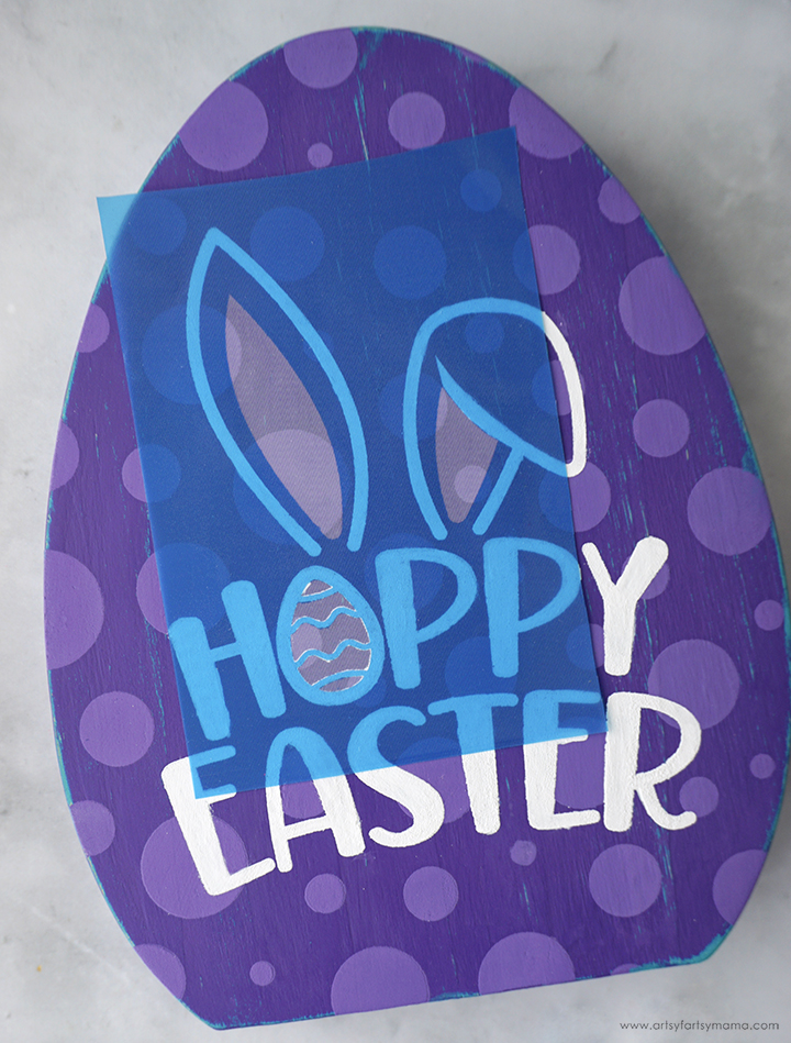 Stenciled "Hoppy Easter" Wooden Egg Sign