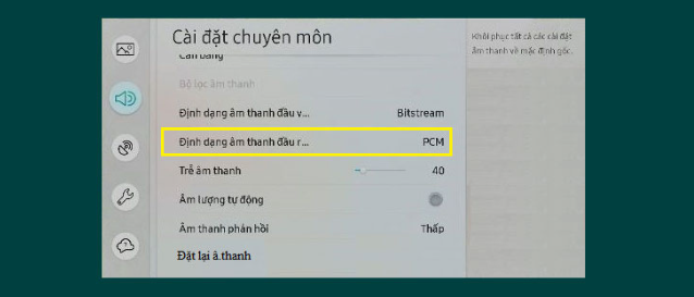 Cài đặt lại âm thanh đầu ra trên tivi
