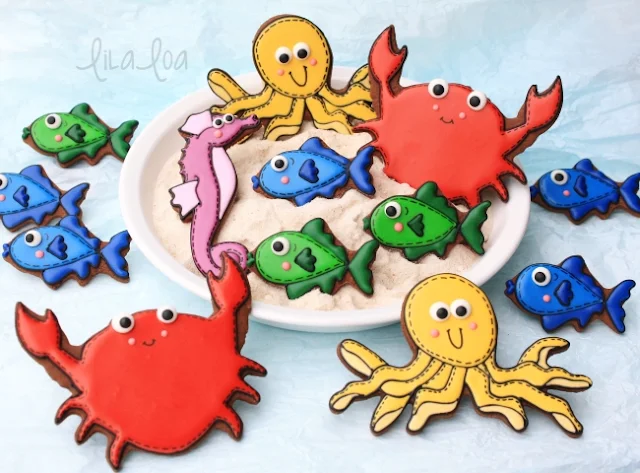 How to make under the sea decorated cookies -- tutorials