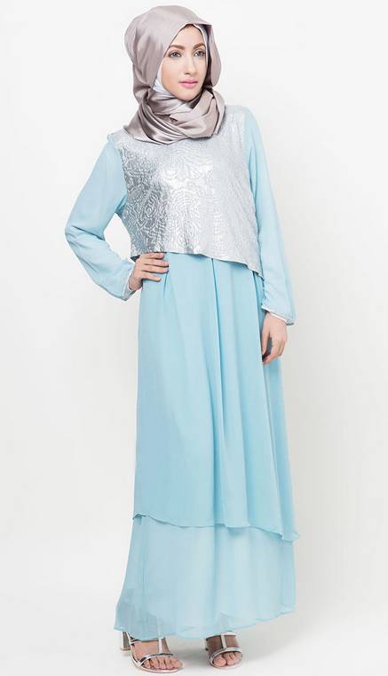 Contoh Model  Baju  Muslim Gamis Terbaru Untuk Hari  Raya 