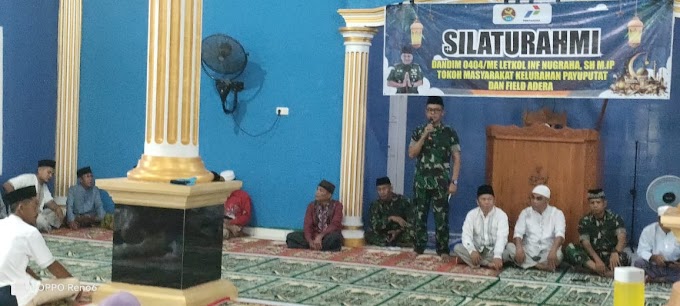 Alhamdulillah acara tausiah menjelang berbuka puasa bersama Bpk2 dari Dandim 0404 Muara Enim dan staf koramil 404-02 prabumulih dan lurah beserta staf serta warga kelurahan payuputat di masjid Taqwaaloh payuputat kec. Prabumulih barat kota prabumulih..