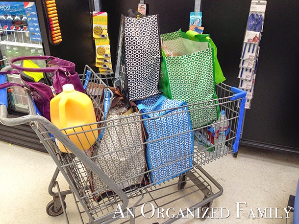 Organized reusable shopping bag set