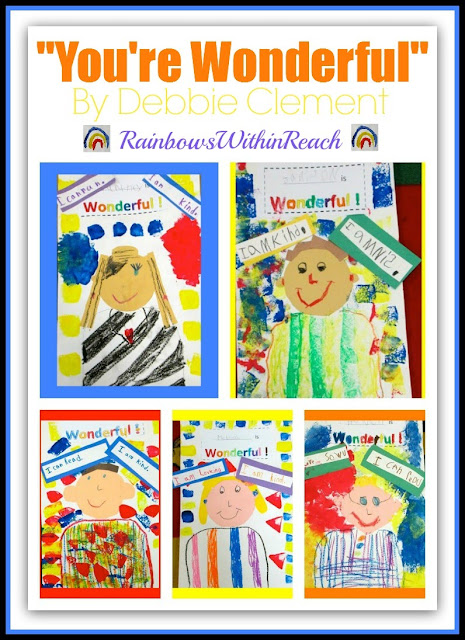 Kindergarten Self-Portraits in Response to picture book & song "You're Wonderful" by Debbie Clement