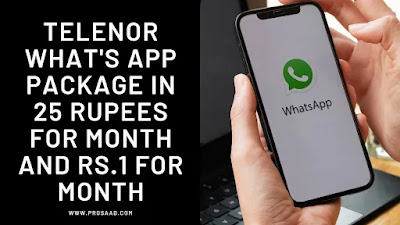 Telenor Whatsapp Package Monthly Code 25 Rupees