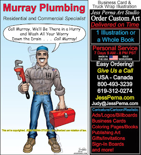 Plumber Truck Wrap and Business Card Cartoon