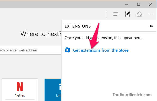 Nhấn tiếp vào dòng Get extensions from the Store