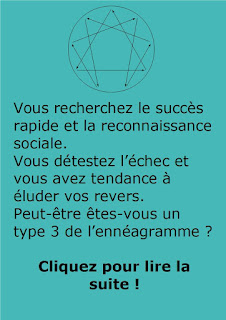 Fabien Laurand ; Ennéatype 3 ; Le type 3 recherche le succès rapide et la reconnaissance sociale. En revanche, il déteste et élude l'échec. ennéagramme battant, ennéagramme compétiteur, ennéagramme gagneur, ennéagramme test, ennéagramme type 3, ennéagramme winner, ennéatype 3, ennéatype battant, type 3 personnalité, type 3 test.